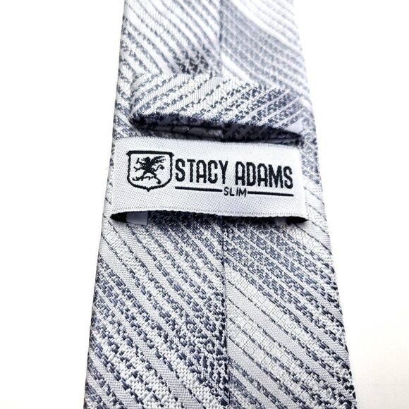 Stacy Adams Microfiber Gray Striped Gradient Skinny - Picture 3 of 6